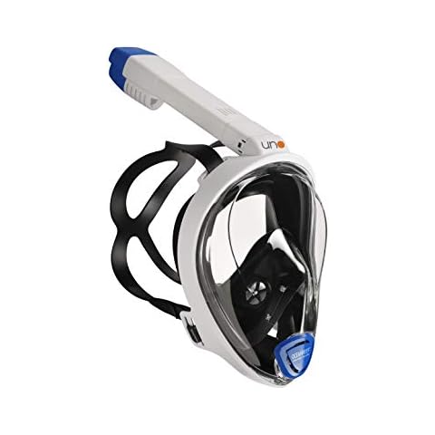 OCEAN REEF - UNO Snorkeling Mask - Full Face Snorkeling Mask with Silicone Strap - 180 Degree Underwater Vision - 2 Different Adult Sizes - White Color - Size L/XL Cover