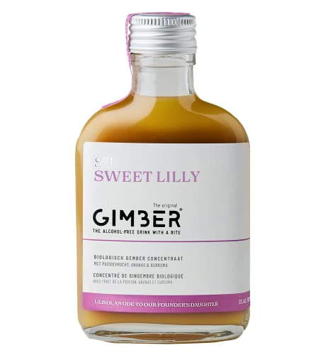 GIMBER Concentrado de jengibre orgánico Sweet Lilly 200 ml | Bebida orgánica sin alcohol de una mezcla de jengibre, fruta de la pasión, piña y cúrcuma | Esencia de jengibre ecológica premium