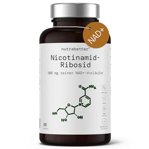 Nicotinamid Ribosid (NR) Kapseln 300 mg | NAD+ Vorstufe | NMN Kapseln Alternative | 90 vegane NAD Kapseln für 3 Monate | Zellenergie & Vitalität | Laborgeprüft | Hergestellt in der EU | nutrabetter
