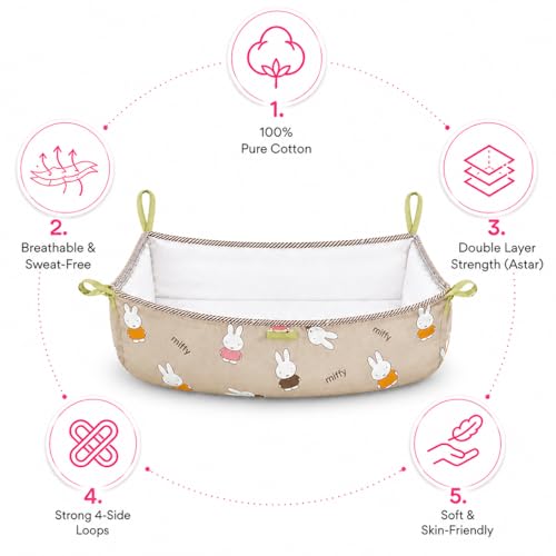 Image of Traditional Baby Khoyu /Cotton Cradle Cloth for Ghodiyu /Jhula /Palna with Astar Double Layer Support | Cloth for Cradle Stand Use Rabbit Print (Brown)