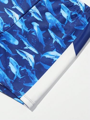 Kids Boys 2Pcs Rash Guard Sun Protection Swimsuit Shark Print Short Sleeve Swim Top and Shorts Set3