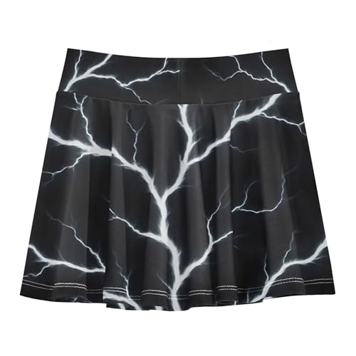 Toddler Athletic Shorts for Girls Skorts Toddlers Tennis Skirts Cheer Skirt White Branching Lightning Black 4t2