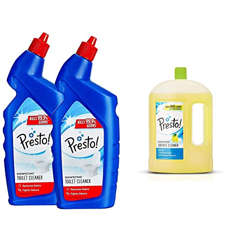 Image of Toilet Cleaner - 1 L (Pack of 2) & Amazon Brand - Presto! Disinfectant Floor Cleaner Citrus, 2 L