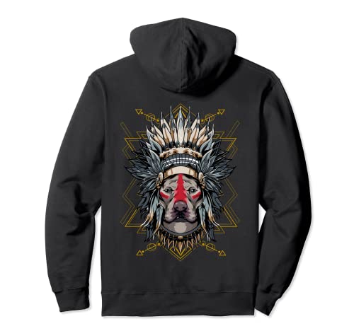 Chieftain Pitbull Dog Tribal Chief Leader Indian Tocado Sudadera con Capucha