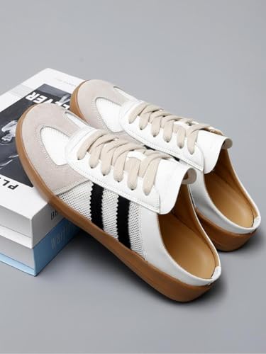 Mlue Sneakers for Women 2025,Women's Contrast Mesh Mlue Lace Up Walking Shoes, Casual Slides Breathable Comfortable Sports Shoes, Female All-Match Round Toe Slip On Sneakers2