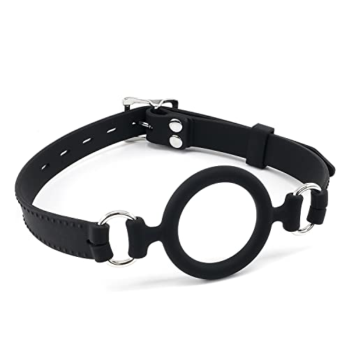 O Rings Silicone Sex Gags for SM Games Open Mouth Bondage Gags for Sex Play Silicone Sex Toys SM Bite Gags for Bondage Restraints Bondage Gear Silicone SM Muzzles (Black-1)