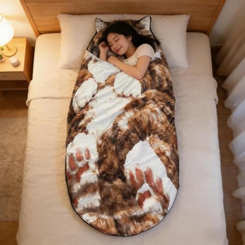 Dreaming Arts Bolsa de Dormir para Adultos con Diseño de Gato, Suave y Acogedora, Tamaño 68.9 x 31.5 pulgadas, Lavable y Cálida miniatura 6