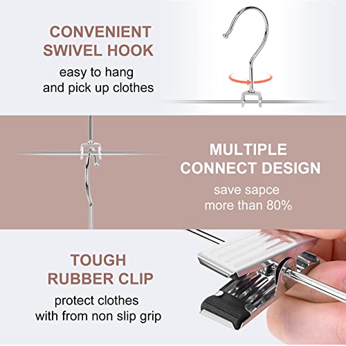 Eseoe Pants Hangers With Clips, Pants Hangers Space Saving, Non Slip Adjustable Clip Skirt Hangers, Metal Adult Kids Hangers For Closet Skirt Shorts Trouser Leggings (20 Pack) #TOP3