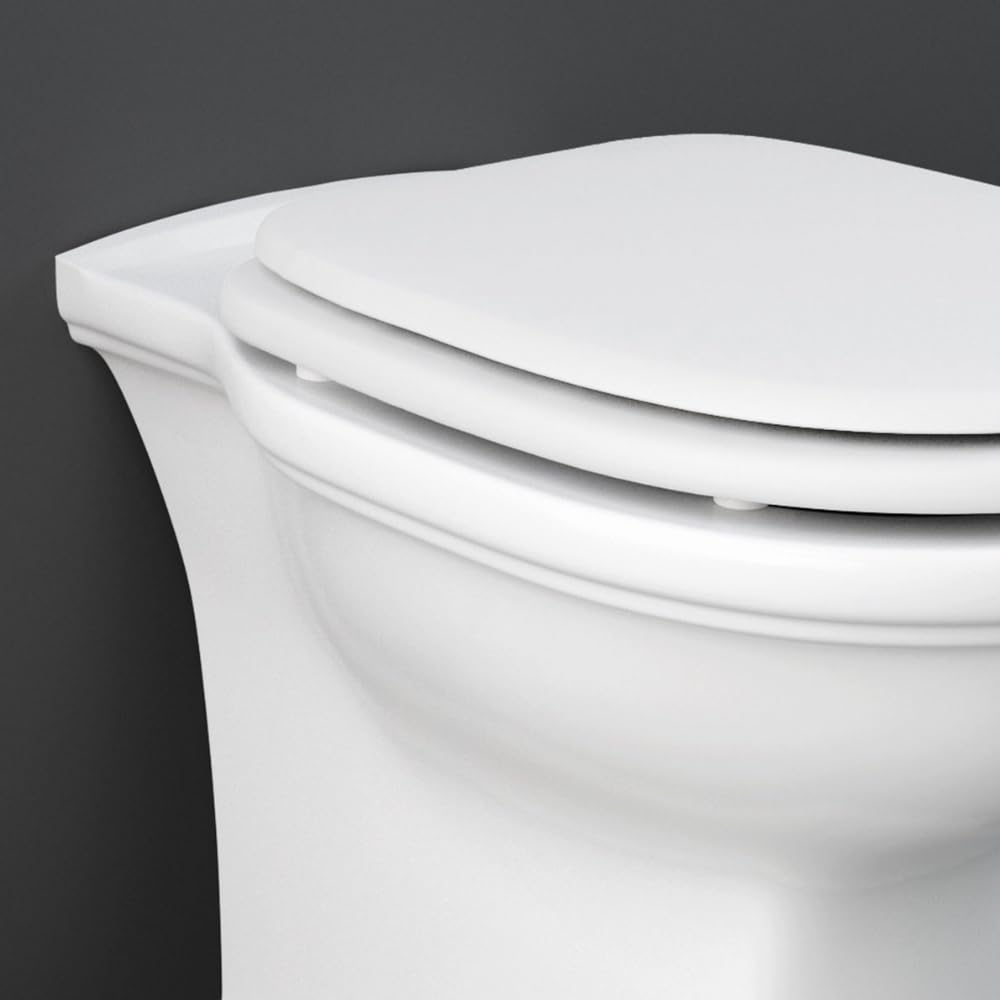 Schläfer - Copriwater Universale bianco in Legno Mdf 43x37, Tavoletta Wc Weser 4638101 con Cerniere Regolabili in metallo, Forma Ovale, Seduta Comoda