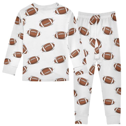 Pajama Sets Long Sleeve American Football Cartoon Pattern Soft Comfy Sleepwear 2 Piece PJS 3-8T3