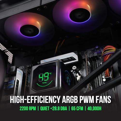 Image of Osprey 240mm AIO CPU Cooler, Copper-Aluminum Radiator, Leakproof ARGB Liquid Cooling System, 2600RPM Hydraulic Pump, Quiet ≤28.8dBA PWM Fans for Intel LGA 1700 /1200 /115X /2066 /AMD AM5 /AM4 /AM3 /FM1,Black