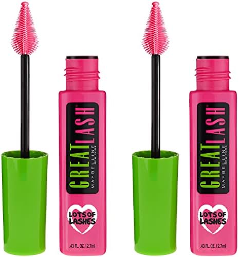 Maybelline New York Great Lash Lots Of Lashes Washable Mascara, Blackest Black, 0.86 fl oz, 2 Count