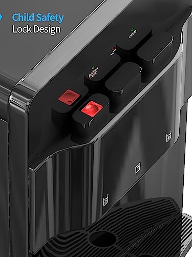 Image of TABU Bottom Loading Water Cooler with 3 Temperature-Hot, Cold, Room Settings, 3 or 5 Gallon Bottle Freestanding Water Dispenser with Child Safety Lock, Anti-Scalding, for Home /Office,Black