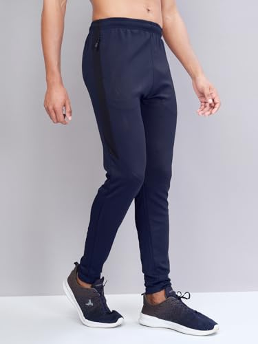 Image of TECHNOSPORT Men's Slim Fit Mid Rise Solid Trackpant with Techno Dry for Gym, Workout & Sports