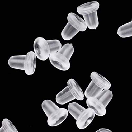 Wemelody Silicone Earring Backs Earring Backings Soft Clear Ear Safety Back Pads Backstops Bullet Clutch Stopper Replacement for Womenï¼ˆ100Pcs /50Pairsï¼‰