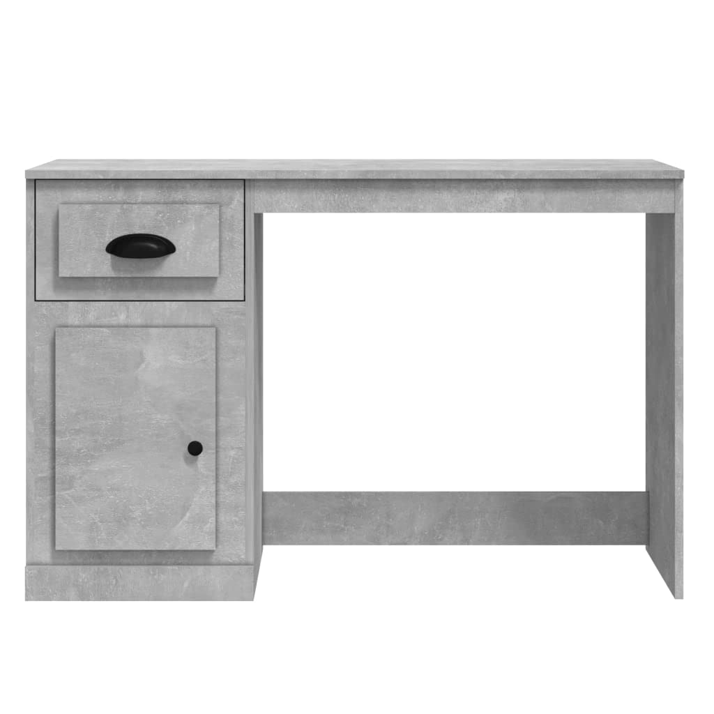 Scrivania Porta PC Grigio Cemento 115x50x75 cm Legno | Mobile compatto con scomparto per organizzare lo studio o camera da letto. Include accessori di fissaggio.