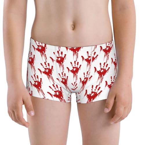 Boys' Cotton Boxer Brief Soft Underwear-Red Bloody Scary Hands