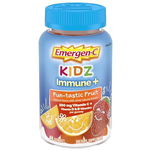Emergen-C Kidz Immune+ Immune Support Dietary Supplements, Flavored Gummies with Vitamin C, B Vitamins and Vitamin D for Immune Support, Fun-Tastic Fruit Flavored Gummies - 44 Count