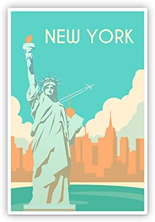 Squiddy New York Statue of Liberty NYC - Póster de viaje vintage calcomanía de vinilo para teléfono laptop botella de agua 3 pulgadas de alto