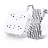 Surge Protector Power Strip – HANYCONY 8 Outlets 4 USB (2 USB C) Charging Ports, Multi Plug Outlet Extender, 5Ft Braided Extension Cord, Flat Plug Wall Mount Desk Charging Station for Home Office ETL