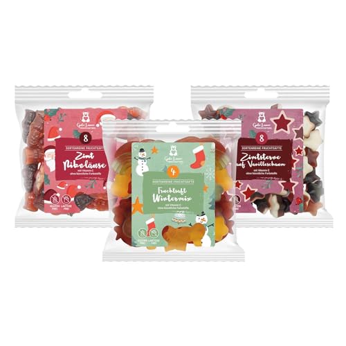 3er-Set Fruchtsaftbären Mix Weihnachten 450g | Weihnachtsset Gummibärchen | 3 leckere Sorten Fruchtgummis zum naschen oder verschenken | Perfekt für die Weihnachtszeit