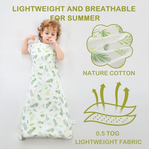 Nivolltha 2 Pack Super Soft 0.5 TOG Baby Sleeping Bags, 100% Cotton Breathable Summer Sleeping Bags 0-6 Months - Image 3