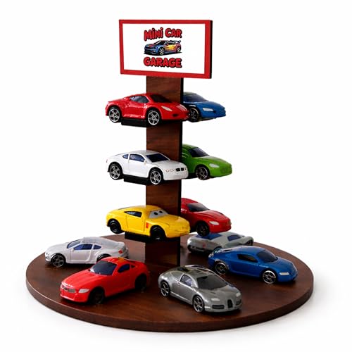 Image of Toy Garage for Hot Wheels Cars - Wall Hanging Car Parking Garage| 12-Car Toy Car Organizer (1:64 Diecast) | MDF /Wood Car Storage for Kids Bedroom & Playroom (Cars Not Included)