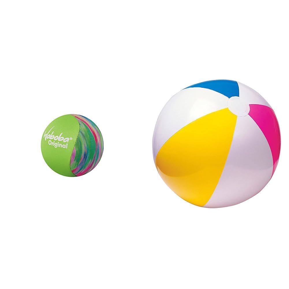 Waboba Original Water Bouncing Ball - Pool Games for Kids & Adults, Outdoor Fun - 55 mm & Intex 59030 Beach Ball 24 Inch
