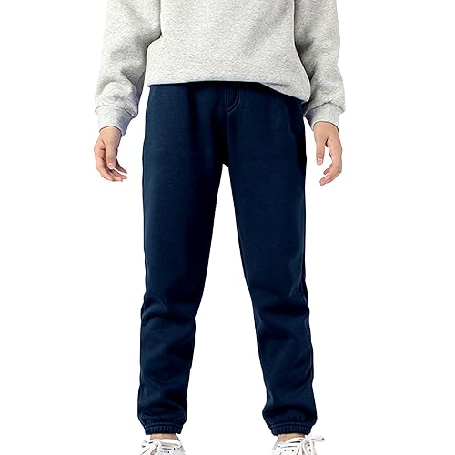 Generic Boys Girls Cotton Fleece Sweatpants Kids Toddler Solid Color Drawstring Athletic Pants Autumn Winter Warm Trousers4