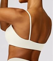 Comper Women's Sports Bra with Thin Straps Stretchy Wirefree Workout Bras Lightweight Workouts Bralette with Removable Pads (White-M) — image 6