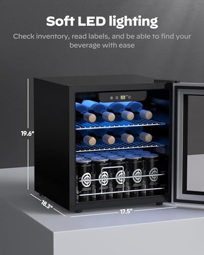 Image of Danby USA 55 L Inverter Toughened Glass Door Mini Fridge /Wine Chiller with LED Interior Light & Touch Control for Indian Home Bars & Rooms with 1 Year Warranty