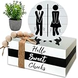 Bathroom Shelf Decor Signs, Book Stack and 3D Round Signs Modern Farmhouse Bathroom Decor and Accessories, Wooden Rustic Decoration for Restroom Shelf Thanksgiving Christmas Gift (human-shape)