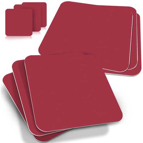 Funke & Brand 50 sottobicchieri per birra, rossi, bianchi, quadrati, quadrati, 50 pezzi, in cartone levigato naturale, 50 pezzi