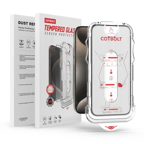 Image of Tempered Glass for iPhone 15 Pro Tempered Glass Screen Protector with (Easy Installation Kit) Anti Scratch, Bubble Free