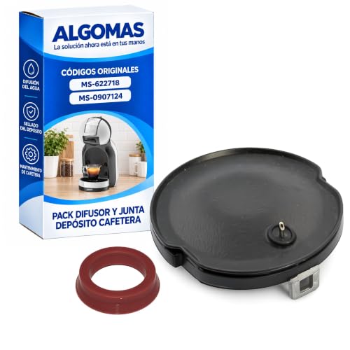 ALGOMAS® Pack Difusor y Junta Depósito Cafetera Dolce Gusto Compatible MS-622718 MS-0907124 | Repuesto para Piccolo, Mini Me, Genio, Genio 2, Infinissima y Más | Kit Reparación Fugas y Presión