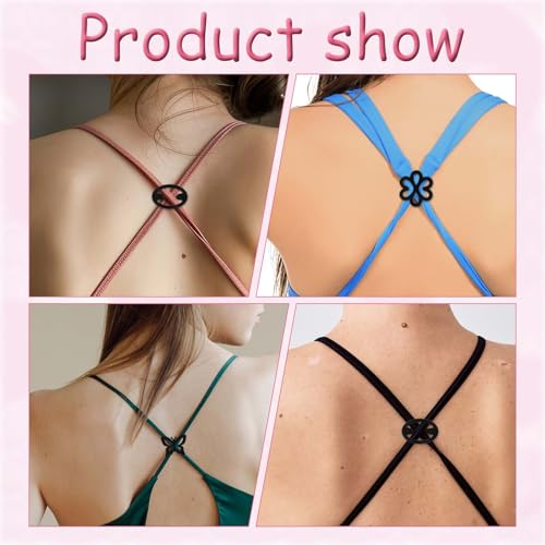 Molain 12PCS Bra Strap Holder Clips for Racerback, Bra Strap Clips Anti-Slip Buckles Conceal Straps for Back for Women Cross Back Convertors Adjustable Bra Straps for Cleavage Control