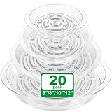 qeqanazo 20 Pack Plant Saucers for Indoors – 6/8/10/12 Inch Clear Plastic Plant Trays for Pots | Flower Pot Saucers, Plant Drip Trays & Plastic Plant Water Catcher Trays.