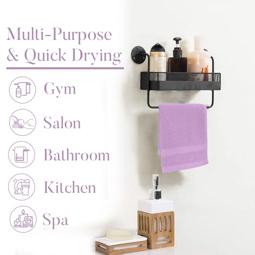Image of DAN RIVER 12-Pack Premium 100% Cotton Lavendar Face Towels for Bathroom - Reusable Face Wash Cloths for Showering 12x12 Inches - 550 GSM Super Soft & Absorbent Luxury WashCloths for Body, Spa & Gym