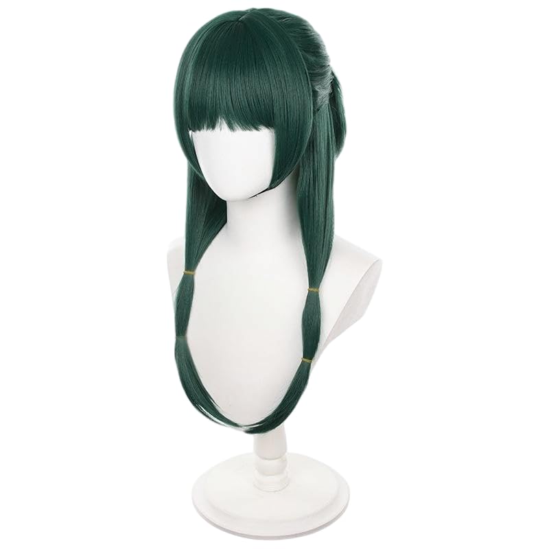 Topcosplay Women's Maomao Costume Wig Dark Green Long Single Pill Halloween Party Cosplay Wig - Image 3