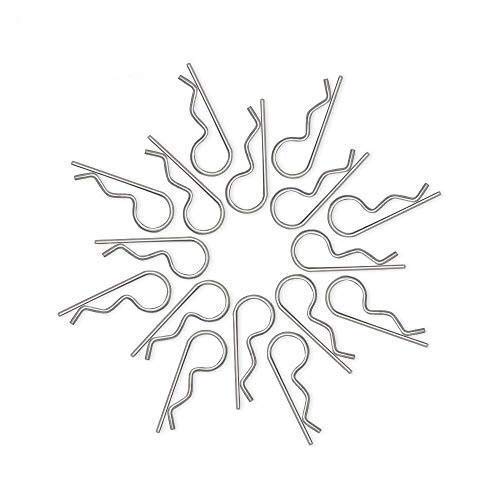 Hosim 100pcs Durable Stainless RC Car Shell Clip Pins, 1.2mm Universal 1/8th 1/10th Scale RC Model Car Truck Buggy Boat Crawler Bend Body Clips Replacement