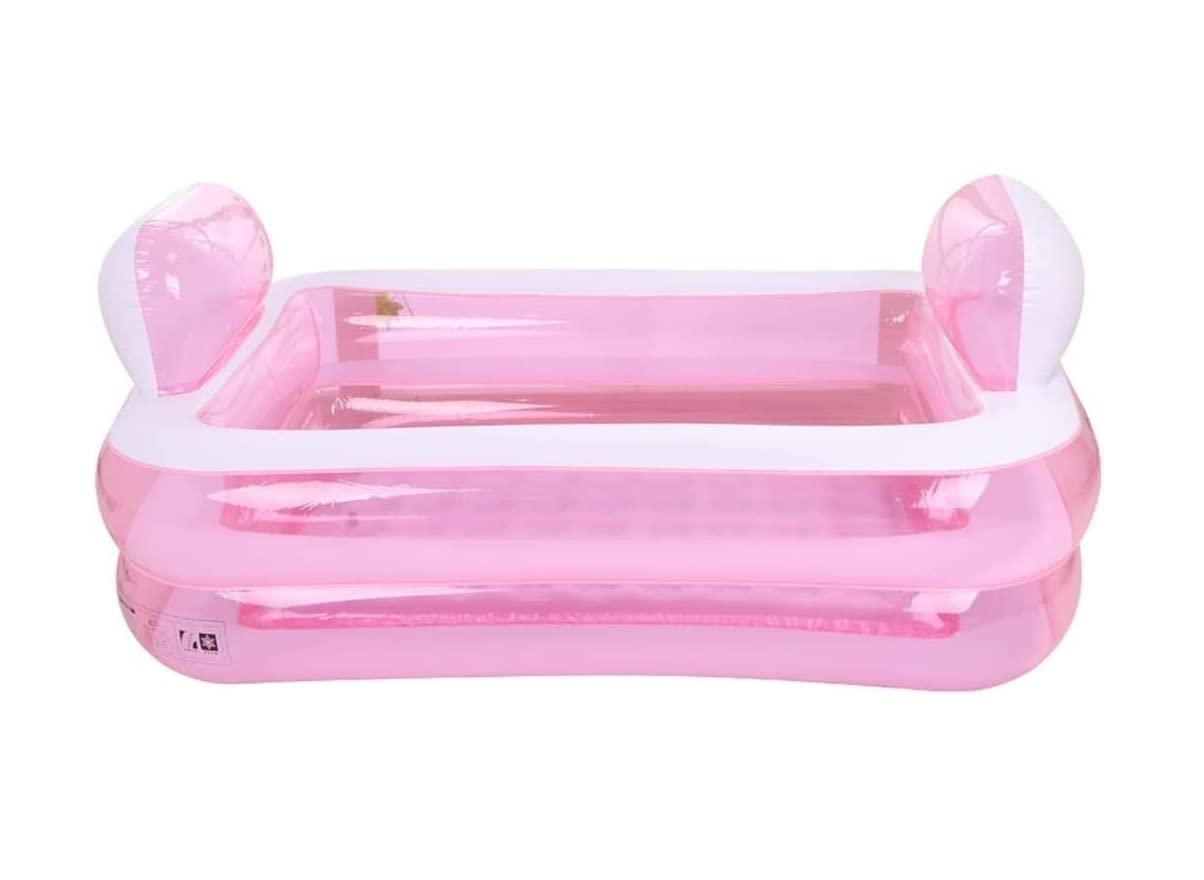 Totiki Pink Paddling Pool Paddling Pools Inflatable Swimming Pool With Pillow Summer Water Fun Bathtub Above Ground Garden(Pink)