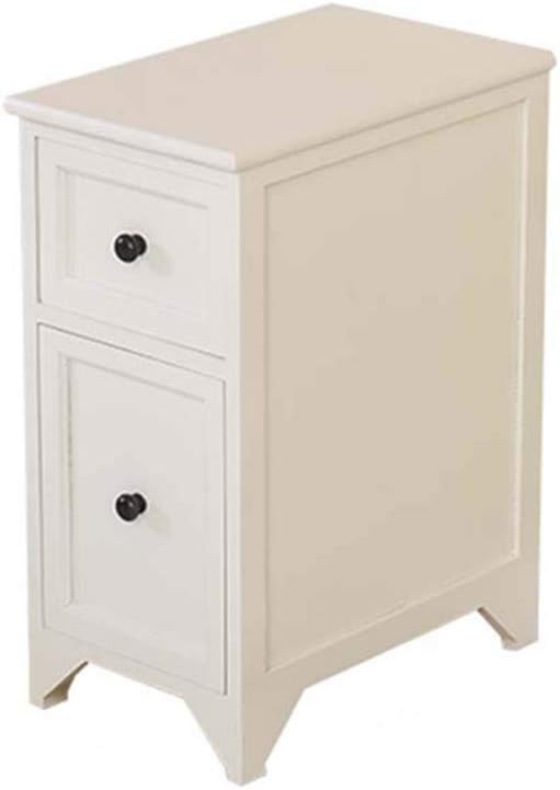 Solid Wood Nightstand 20cm Wide Bedside with 2 Drawers Large
