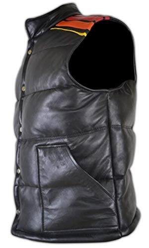 Men's Vintage Tyler Durden Fight Club Biker Rider Simpson Puffer Cafe Racer Lambskin Leather Vest4