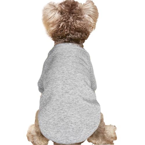 Image of Soft Puppy Sweater for Small Dogs Winter Knit Pullover, Grey S | Elastic Cuffs Pet Clothes, Holiday Party Matching, Fall Winter Daily Outfit, Soft Breathable Machine Washable Sweatshirt