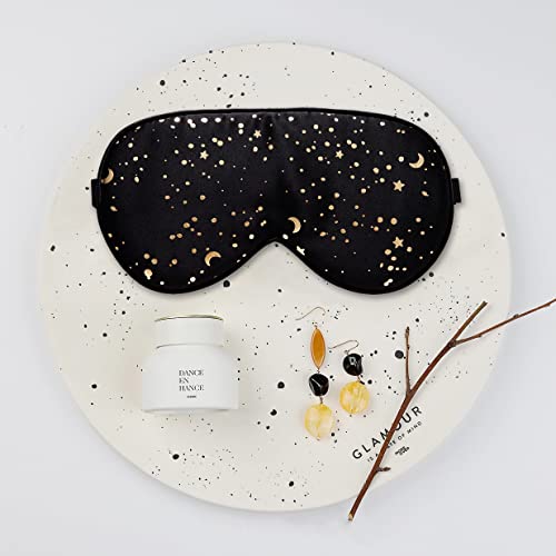 townssilk 100% Silk Sleep mask with Adjustable Strap,Comfortable and Super Soft Eye mask Ultimate Sleeping aid,blindford Golden Moon