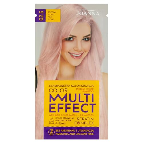 JOANNA Tönungsshampoo “Multi Effect” - Haarfärbe-Shampoo im Beutel - Haltbarkeit 4 bis 8 Wäschen - Haartönung ohne Ammoniak und Oxidationsmittel - Rosa-blond