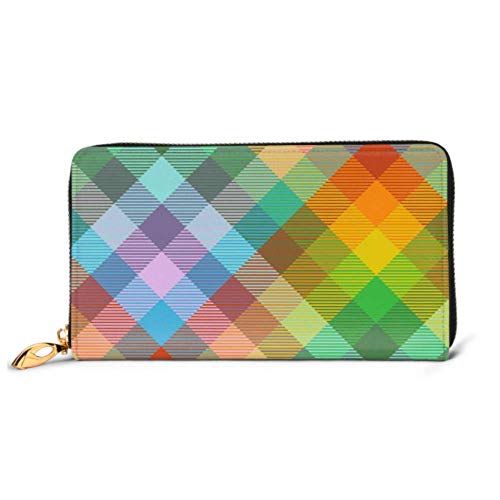 Preisvergleich Produktbild JHGFG Mode Handtasche Reißverschluss Brieftasche Madras Plaid Muster Regenbogen Spectre Alle Telefon Clutch Geldbörse Abendkupplung Blocking Leder Brieftasche Multi Card Organiz