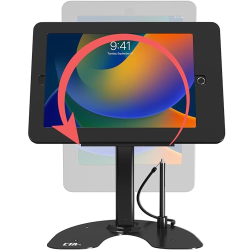 Image of CTA Digital Dual Kiosk Stand - CTA Dual Security Kiosk Stand with Locking Case, Cable, and 360-Degree Rotating Base - Compatible with iPad 7th / 8th / 9th Gen 10.2-inch, iPad Air 4, (PAD-ASKB10) - Black