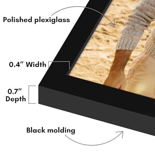 Image of Americanflat 14x14 Picture Frame with Polished Plexiglass - Streamline Collection - Thin Border Square Frame for Wall Display - Hanging Hardware Included - Black