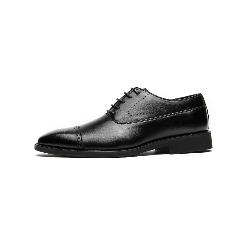 Scarpe eleganti da uomo stringate punta tonda in pelle PU punta tonda scarpe oxford basse antiscivolo antiscivolo ballo di fine anno